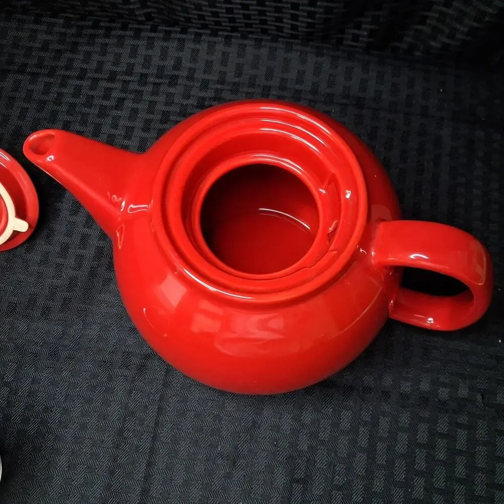 VTG CHANTAL 1.5 QT CERAMIC STONEWARE RED TEAPOT 92-TP13/I EUC